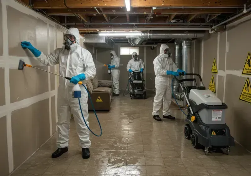 Basement Moisture Removal and Structural Drying process in Rockford, OH